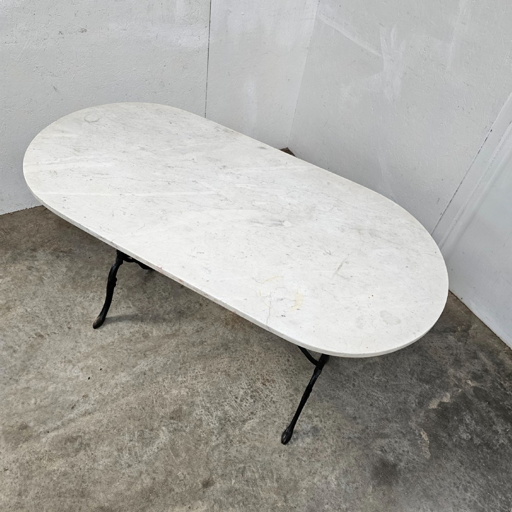 French D-End Marble & Iron Bistro Table View II