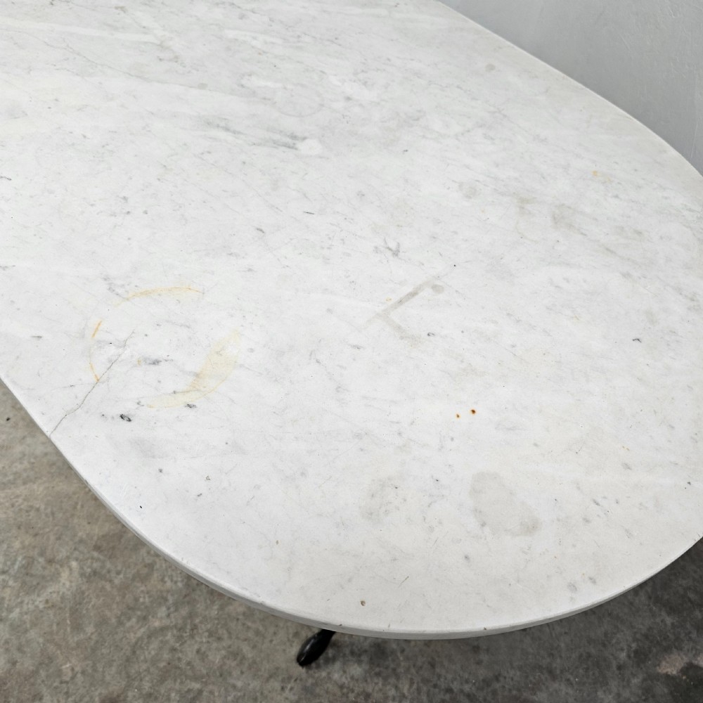 French D-End Marble & Iron Bistro Table View III