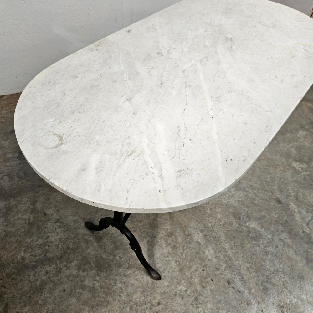 French D-End Marble & Iron Bistro Table View IV