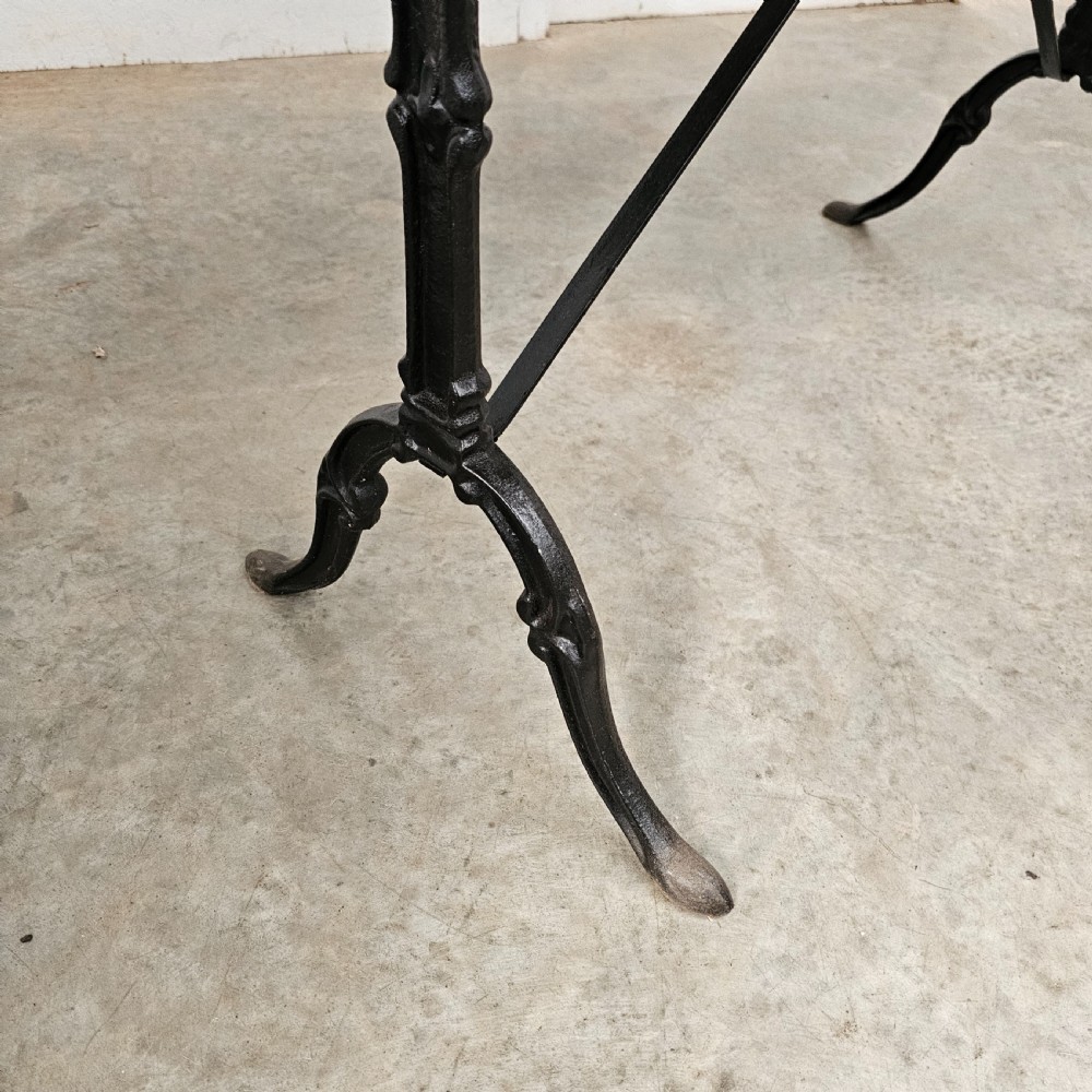 French D-End Marble & Iron Bistro Table View V