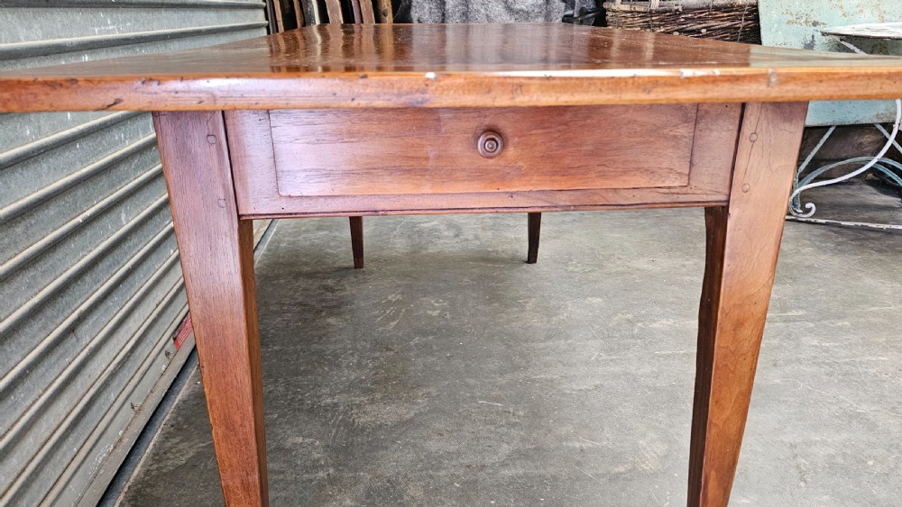 19th Century Cherry Dining Table With Drawer View IV