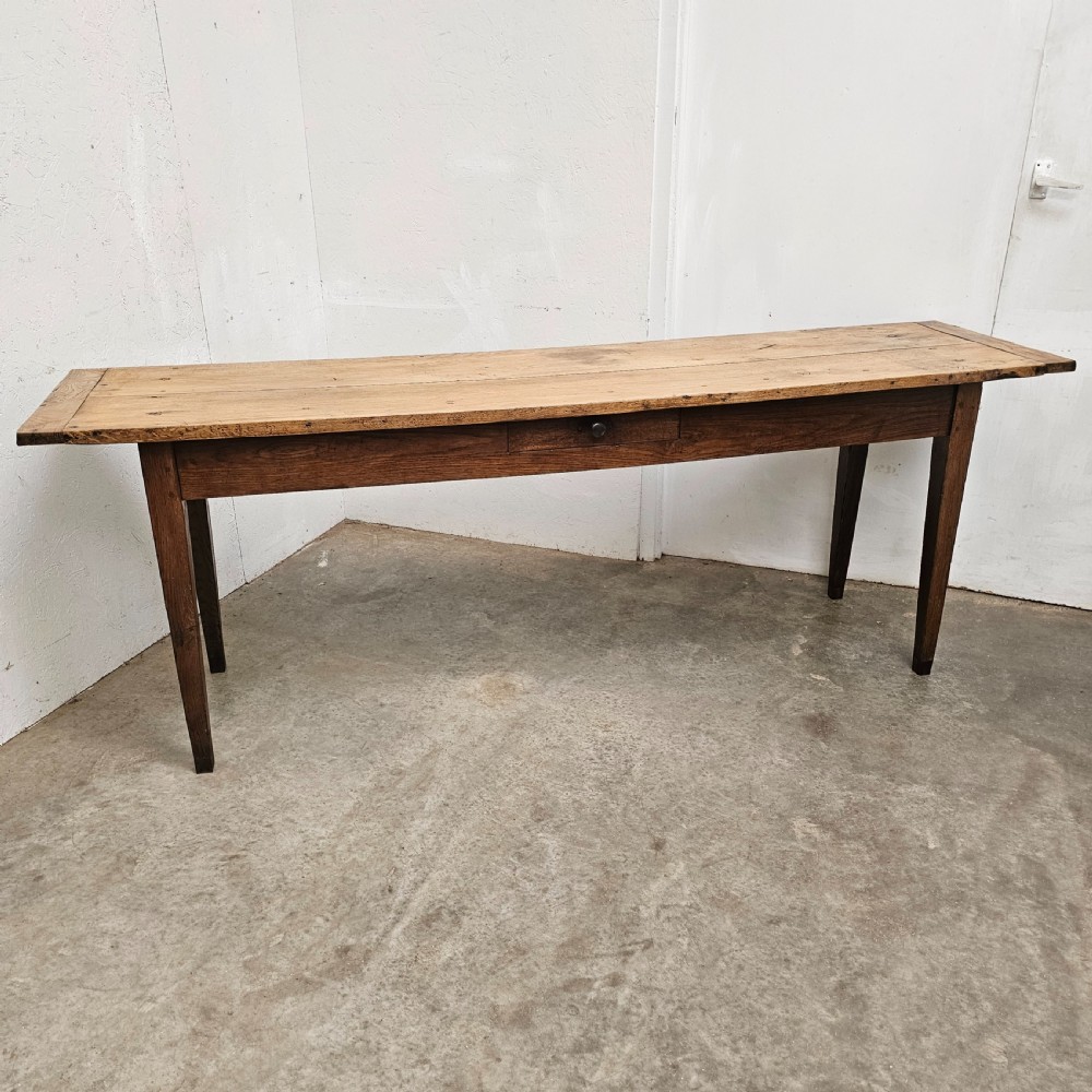 Long French Oak Serving Table With Drawer