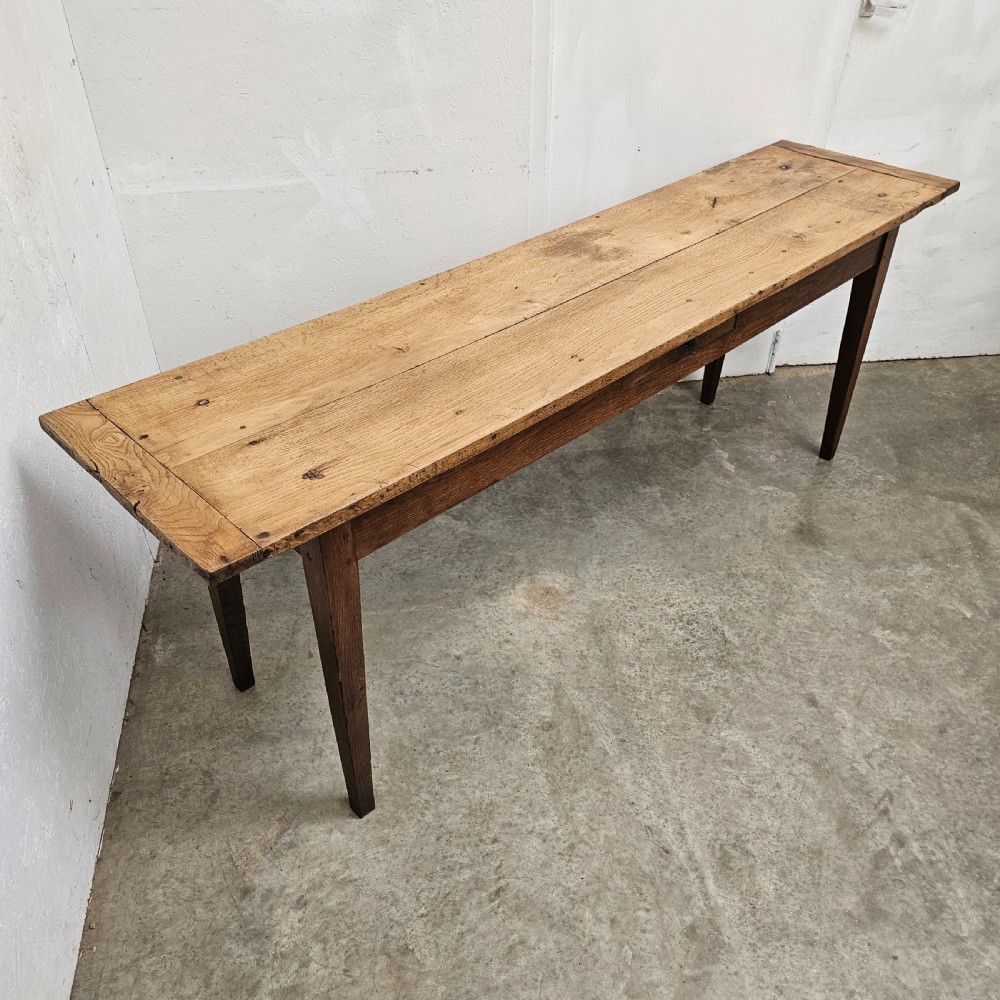 Long French Oak Serving Table With Drawer View II
