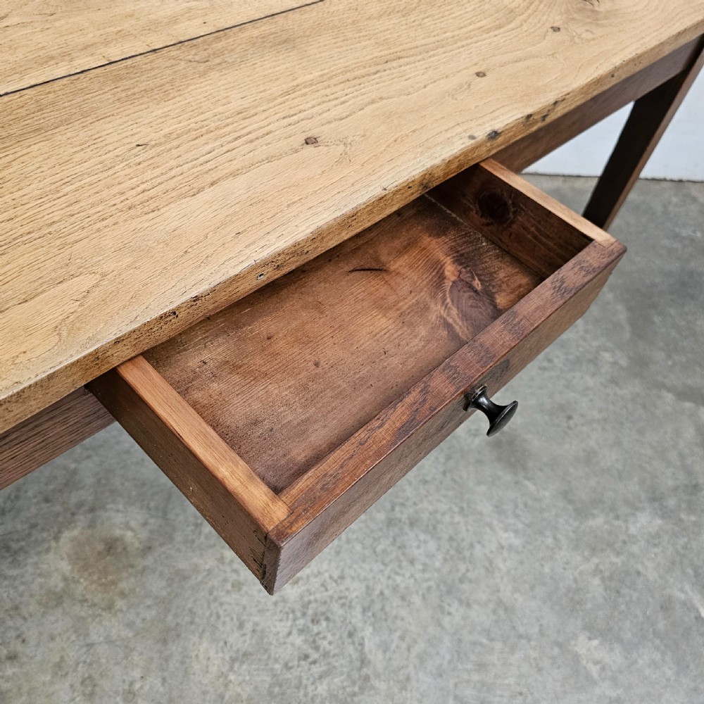 Long French Oak Serving Table With Drawer View VI