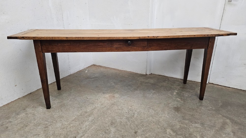 Long French Oak Serving Table With Drawer View IX