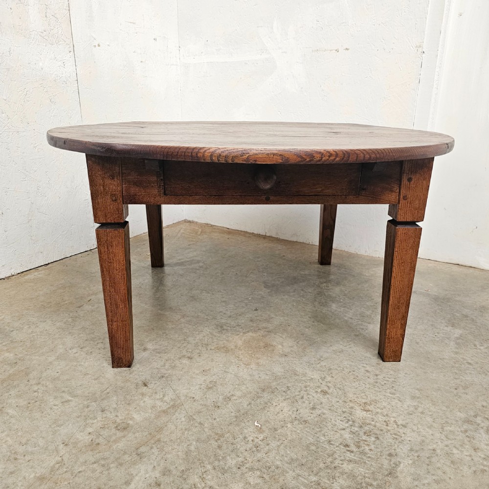 19th Century French Oak Low Table With Drawer