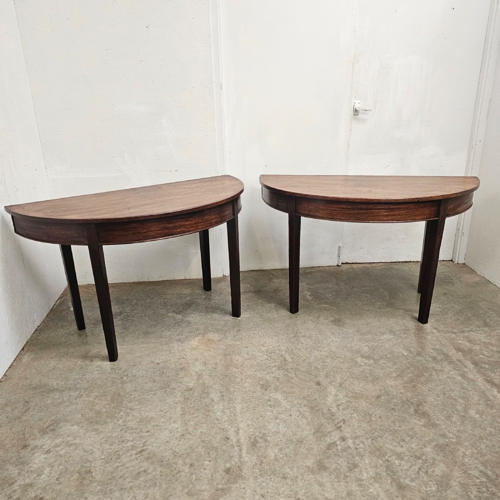 Pair of 19th Century English Demi-Lune Console Tables