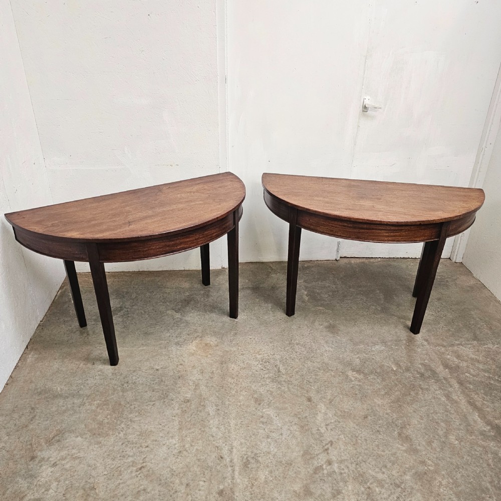 Pair of 19th Century English Demi-Lune Console Tables View II