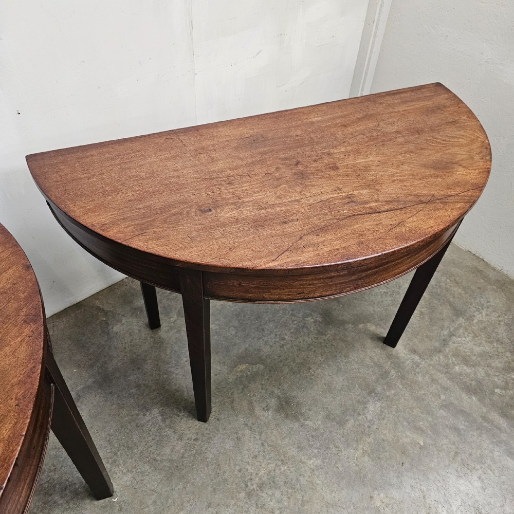 Pair of 19th Century English Demi-Lune Console Tables View IV