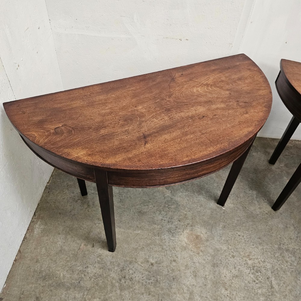 Pair of 19th Century English Demi-Lune Console Tables View V