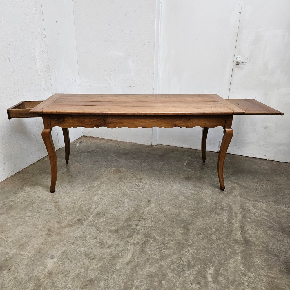 French Faded Cherry Dining Table With Drawer & Slide View VIII
