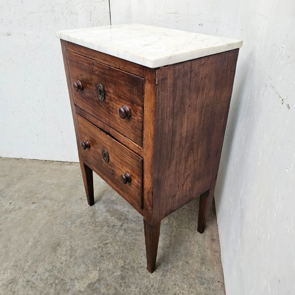 French Two Drawer Marble Top Chest View V