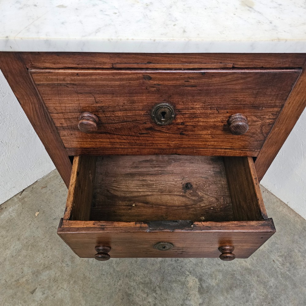 French Two Drawer Marble Top Chest View VI