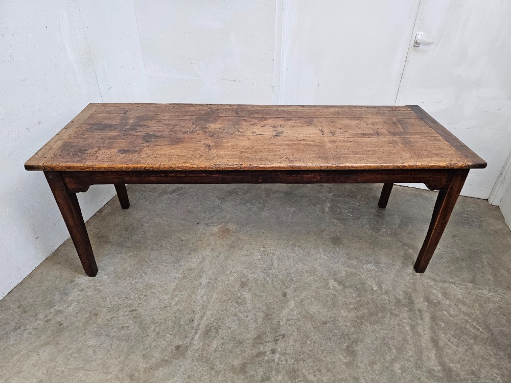 French Rustic Pine & Fruitwood Farm Table View II