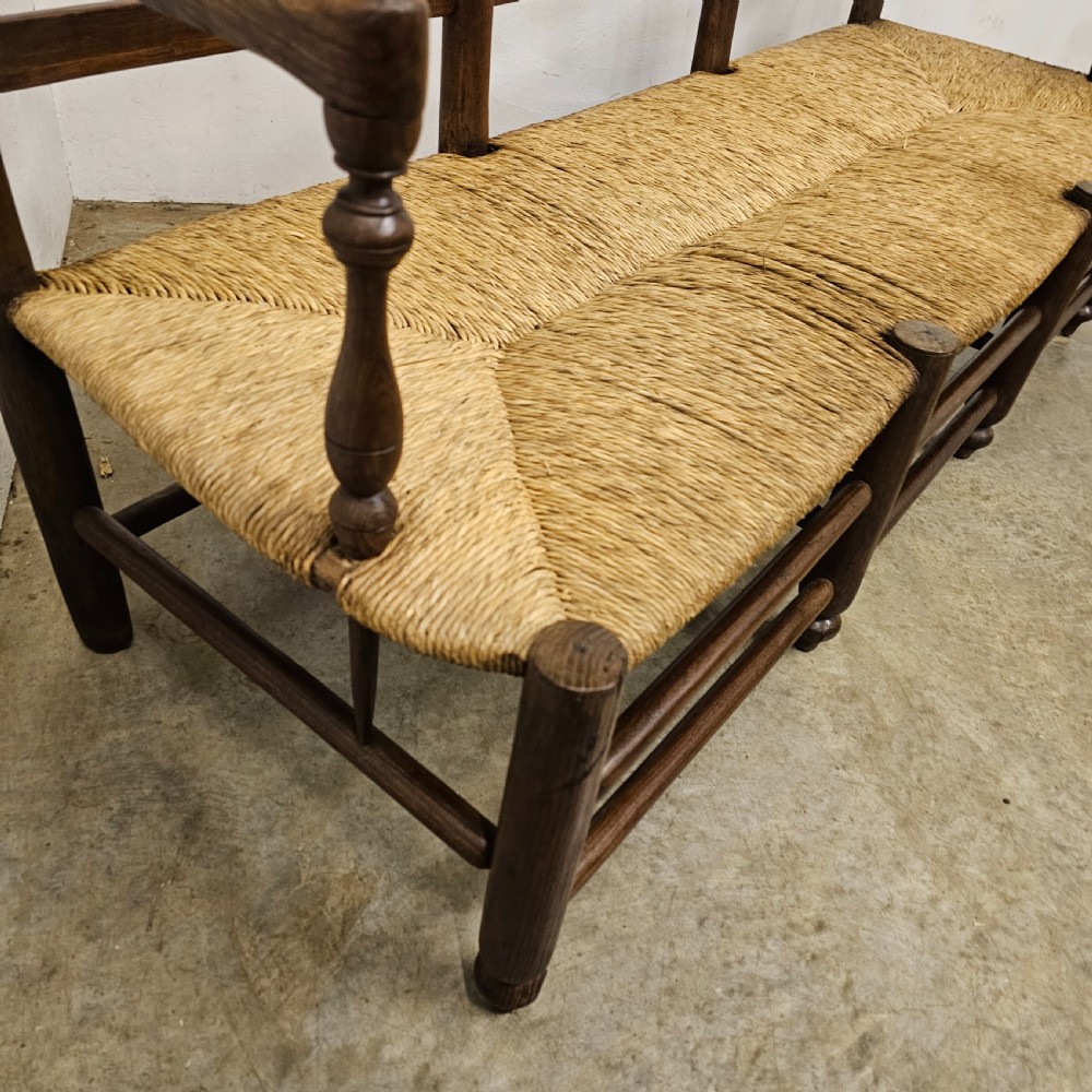 French Oak, Ash & Rush Settee ('Radassier') View IV