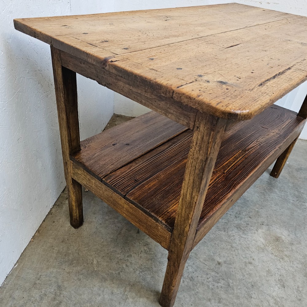 Srubbed-Top French Pine Pantry Table View VI