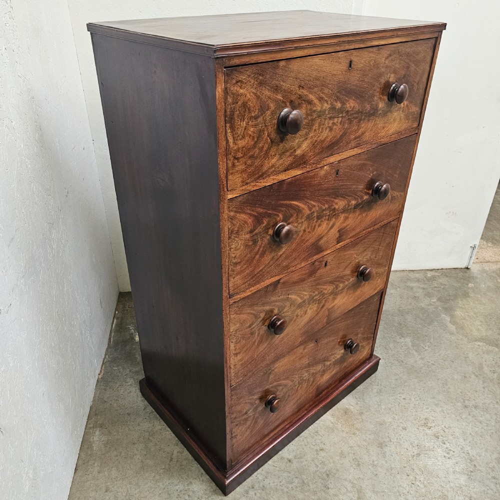 Tall English Four Drawer Mahogany Chest View V