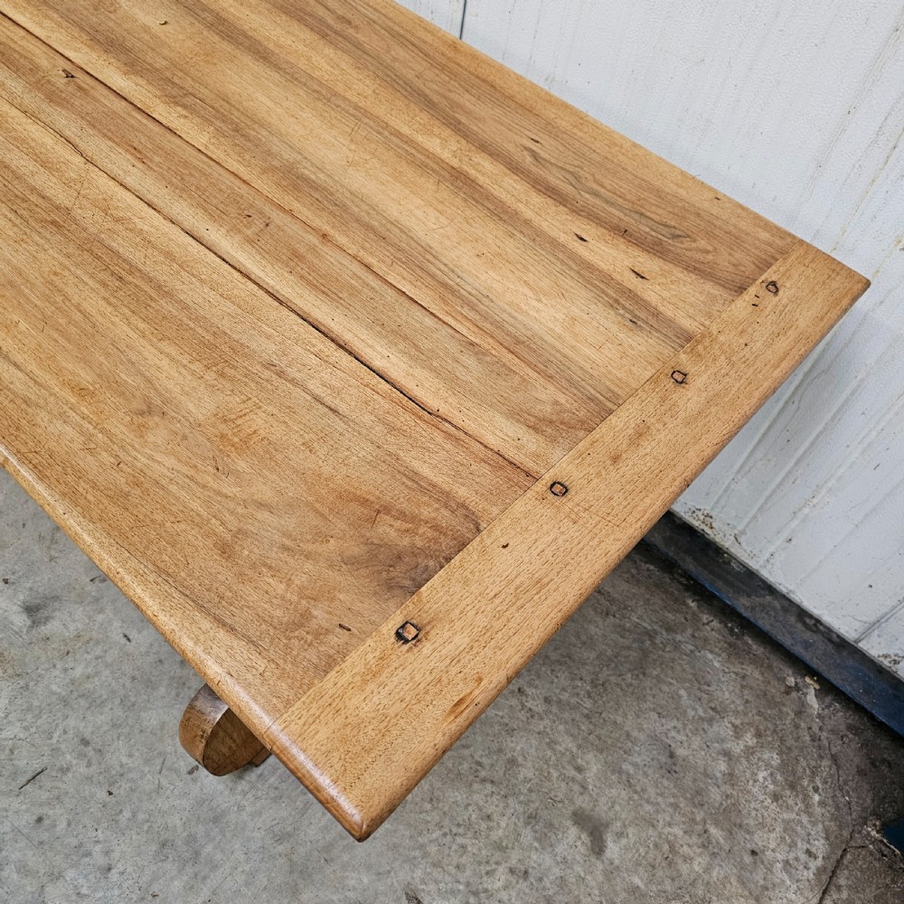 Pale Walnut, Oak & Iron Catalan Style Trestle Table View IV