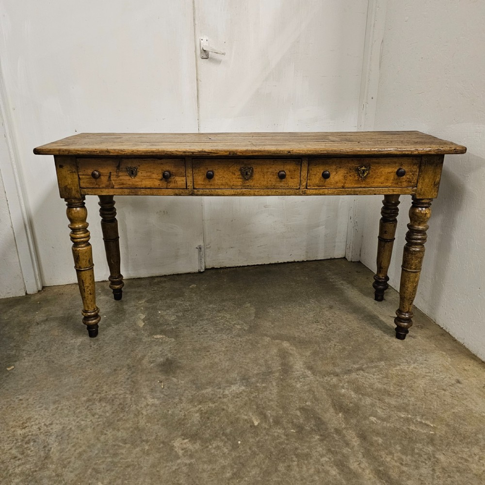 19th Century French Three Drawer Side Table (Original Paint)