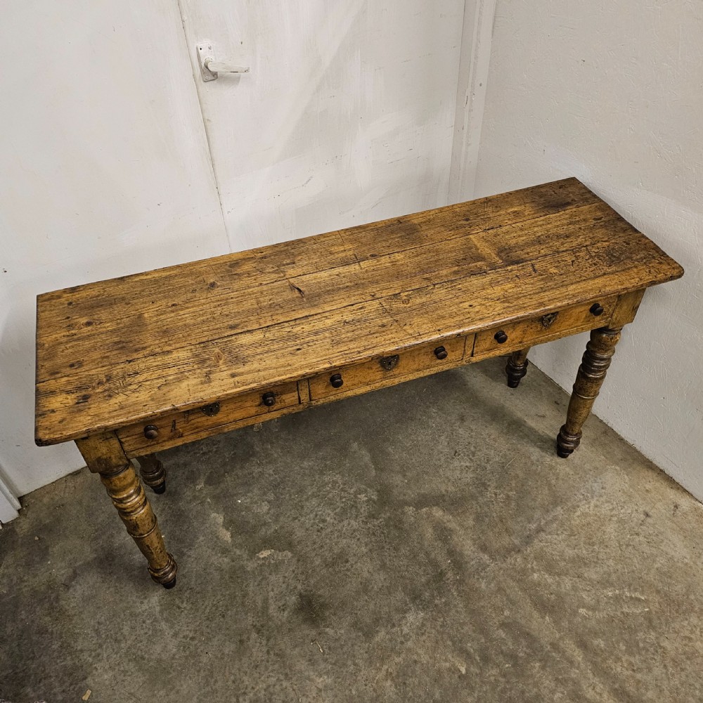 19th Century French Three Drawer Side Table (Original Paint) View II