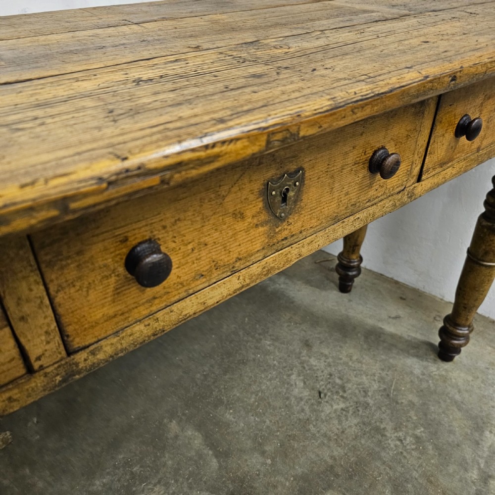 19th Century French Three Drawer Side Table (Original Paint) View III