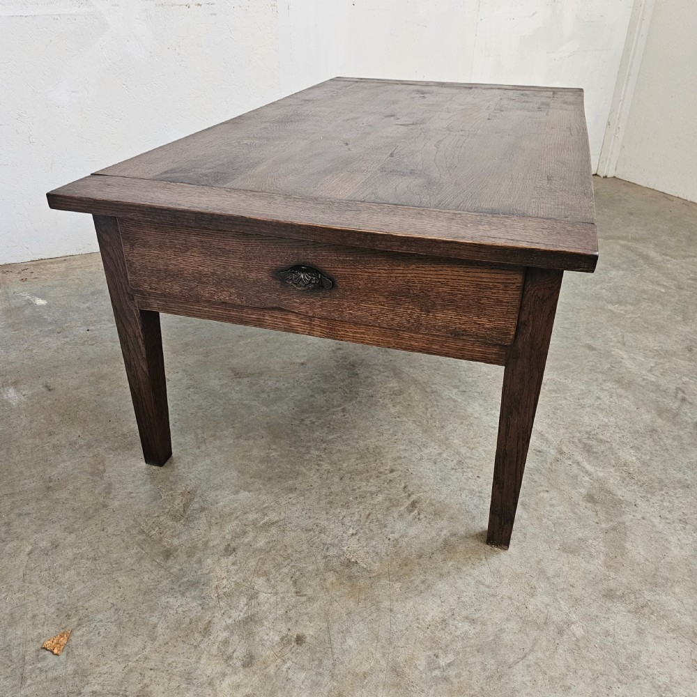 French 19th Century Oak Low Table With End Drawer