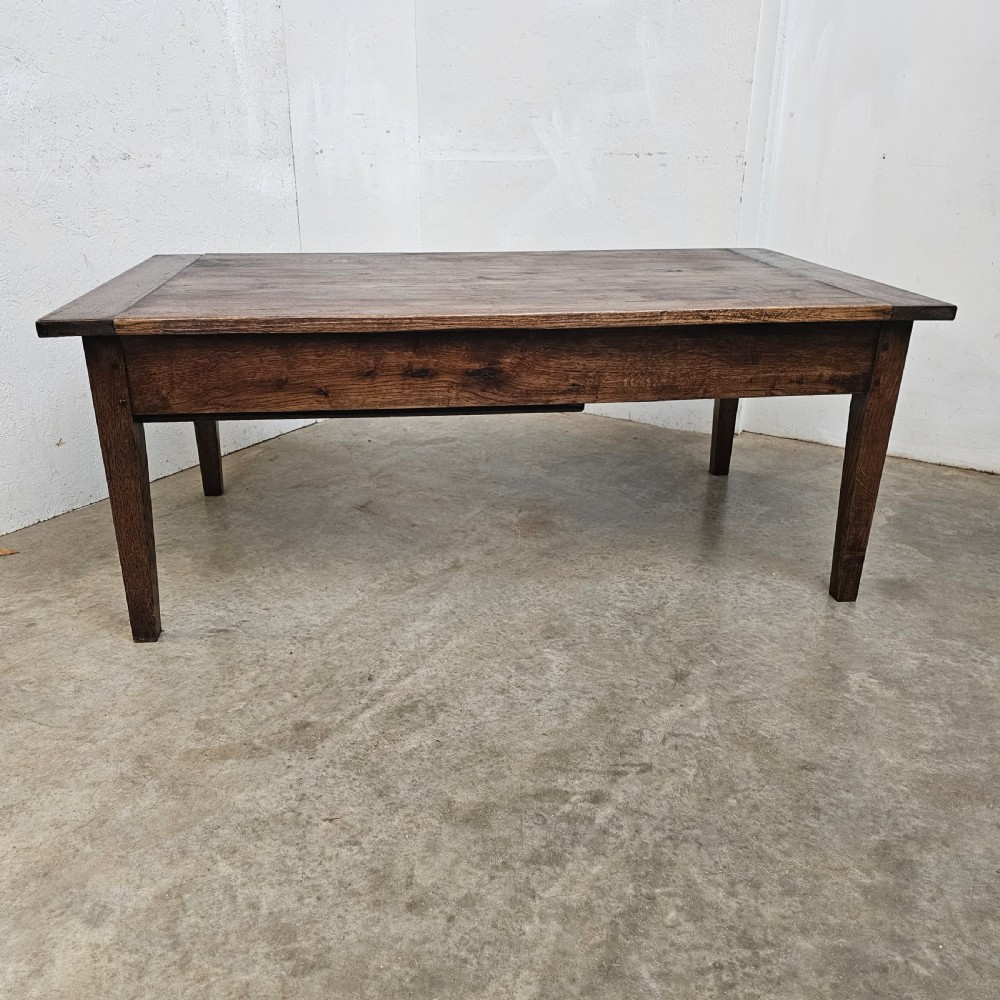 French 19th Century Oak Low Table With End Drawer View IV