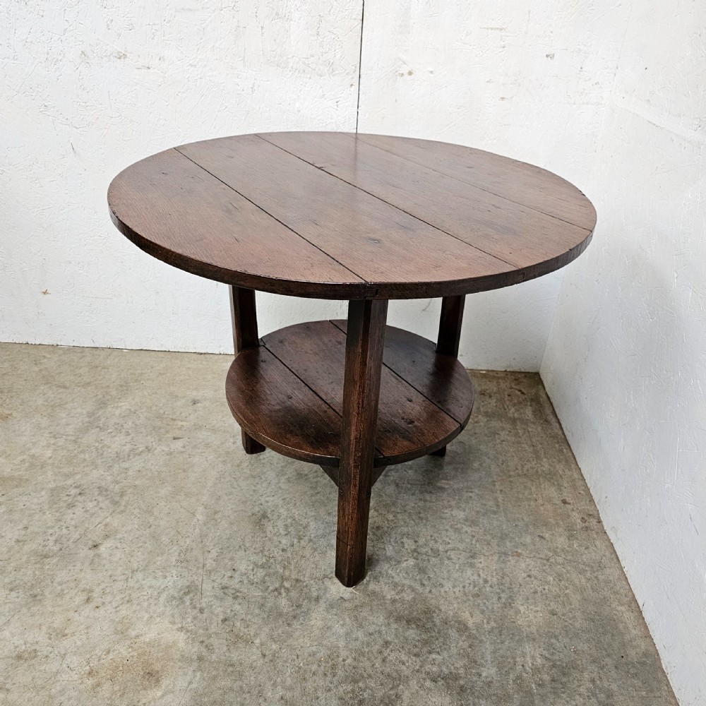 Oak Cricket Table With Shelf View II