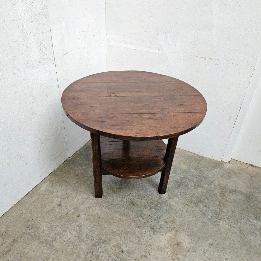 Oak Cricket Table With Shelf View III