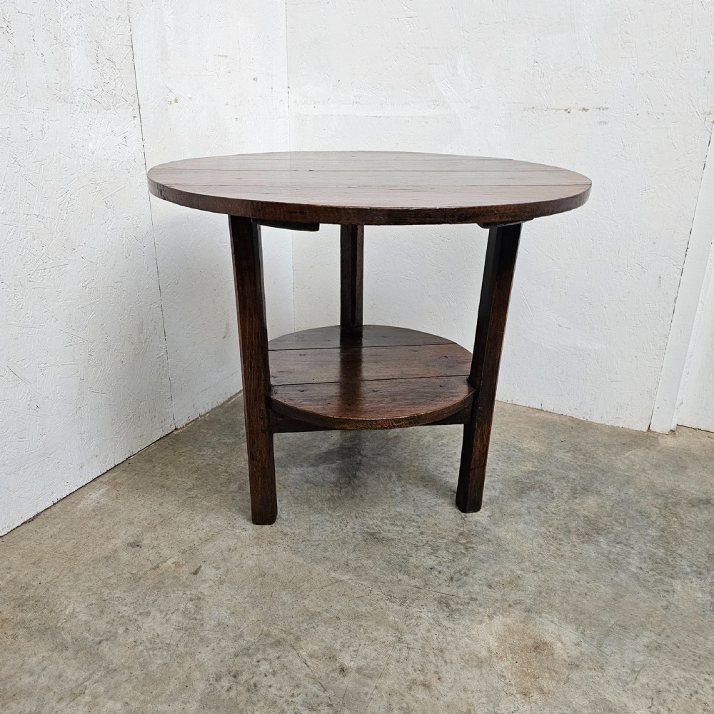 Oak Cricket Table With Shelf
