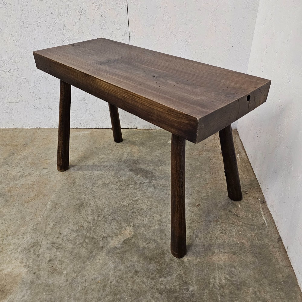 Primitive French Country Slab-Top Bench View III