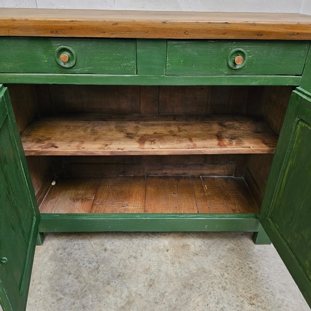 French Painted Beech Buffet With Thick Top View II