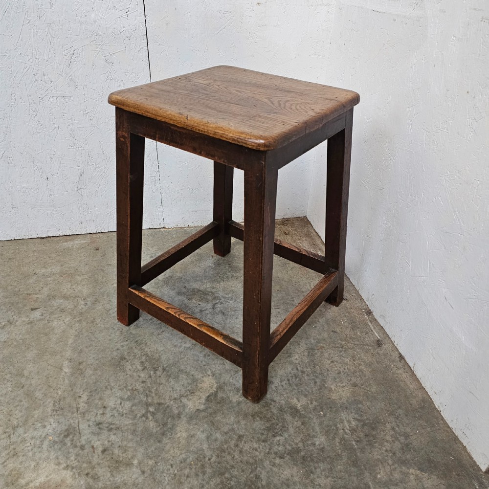 French Oak Square Stool View II