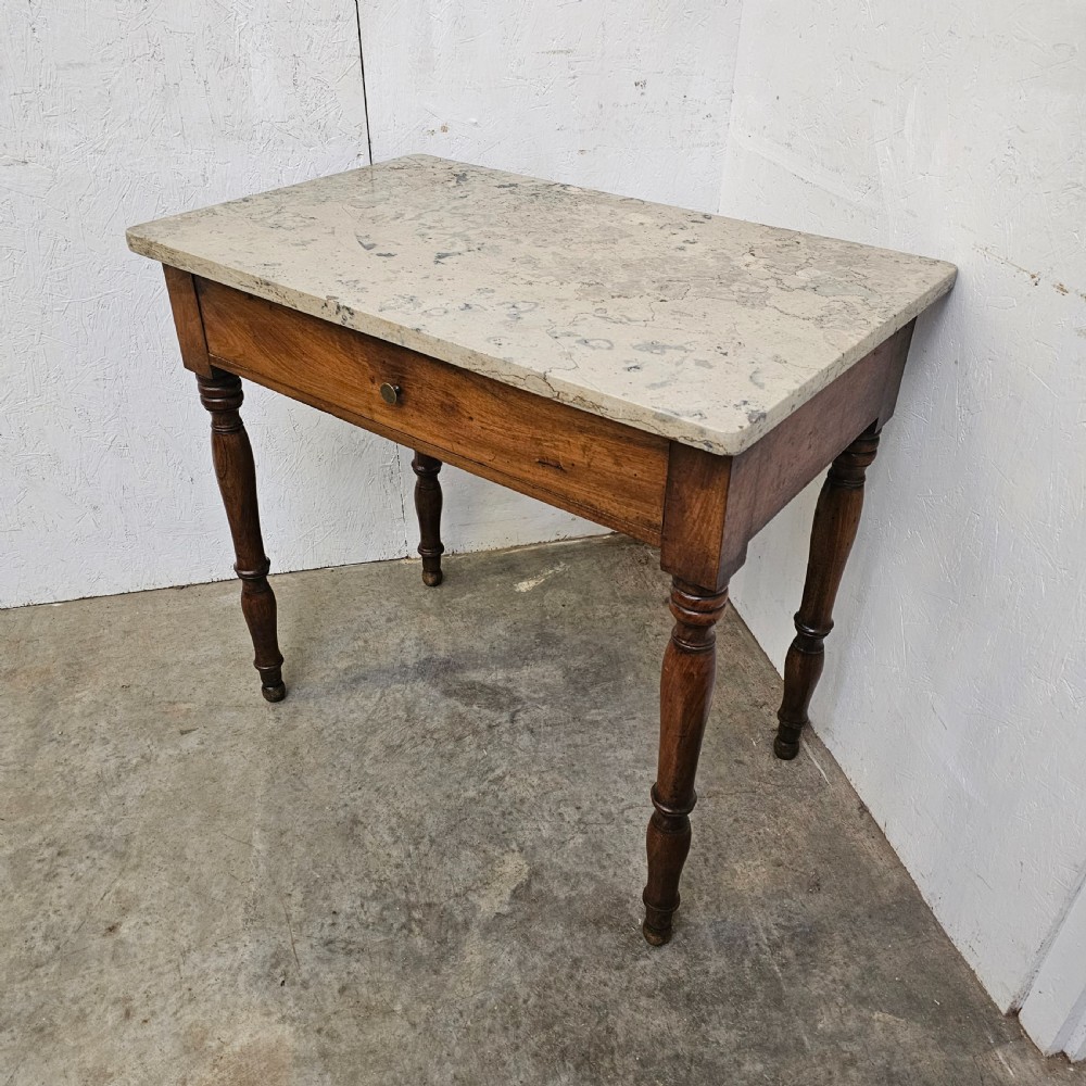French 19th Century Marble Top Side Table With Drawer View III