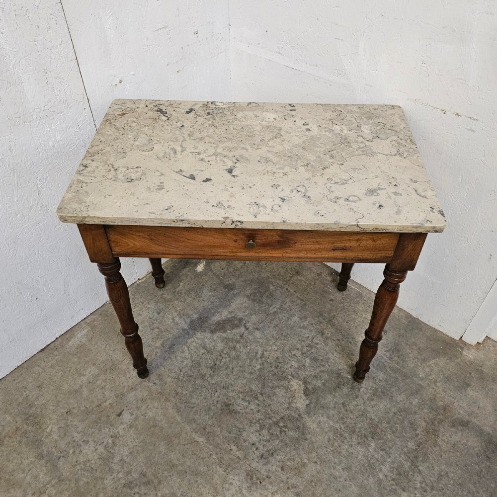 French 19th Century Marble Top Side Table With Drawer View IV