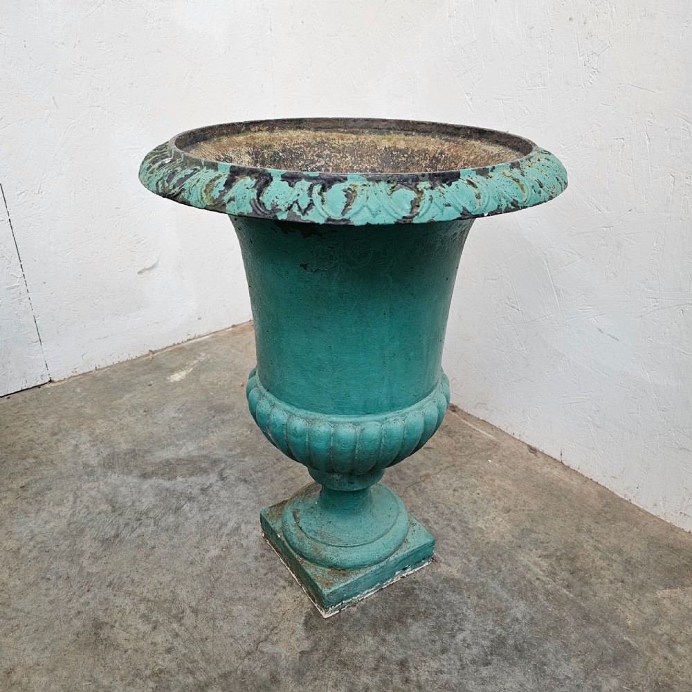 Pair of French 19th Century Cast Iron Urns View III