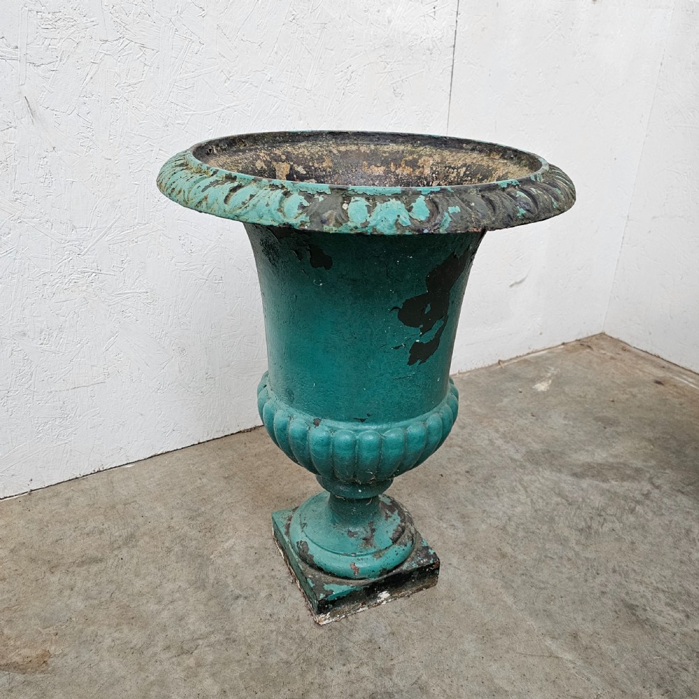 Pair of French 19th Century Cast Iron Urns View IV