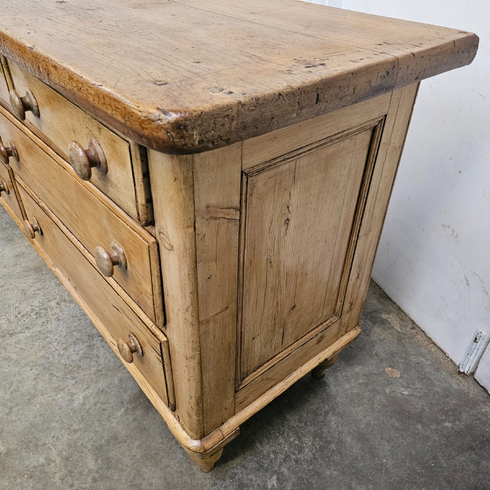 19th Century English Pine Seven Drawer Sideboard View V