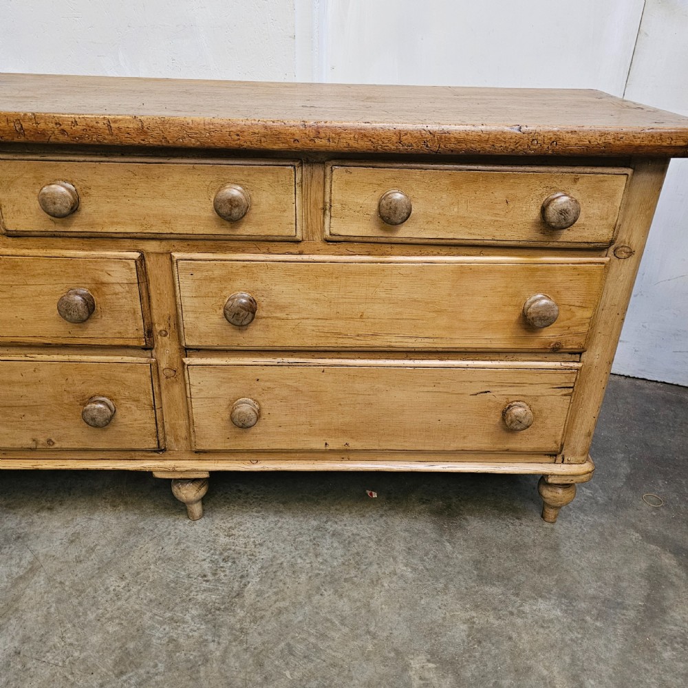 19th Century English Pine Seven Drawer Sideboard View III