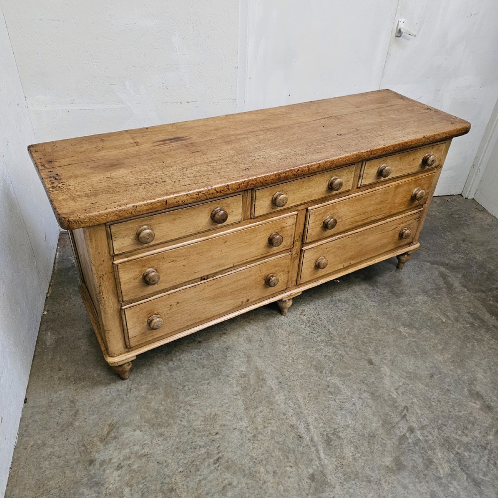 19th Century English Pine Seven Drawer Sideboard View IV
