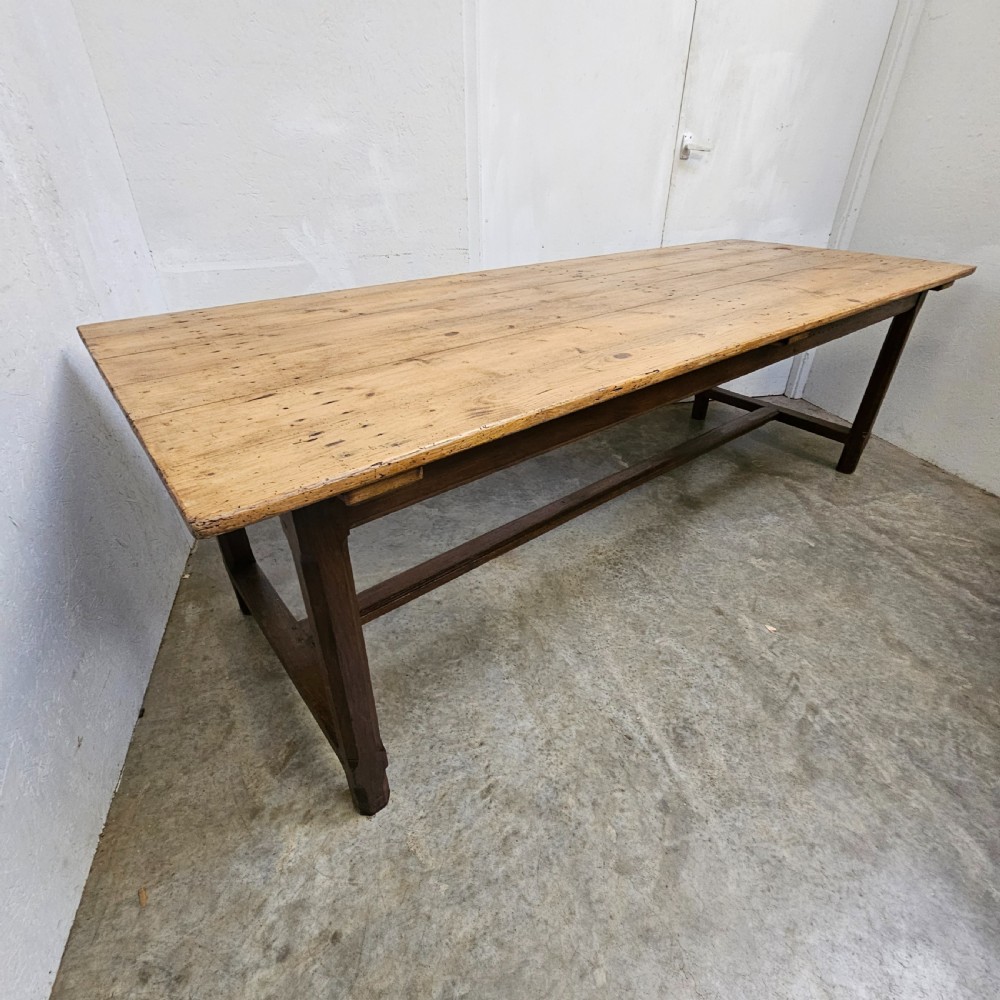 Large French Pine & Oak Farmhouse Table View IV