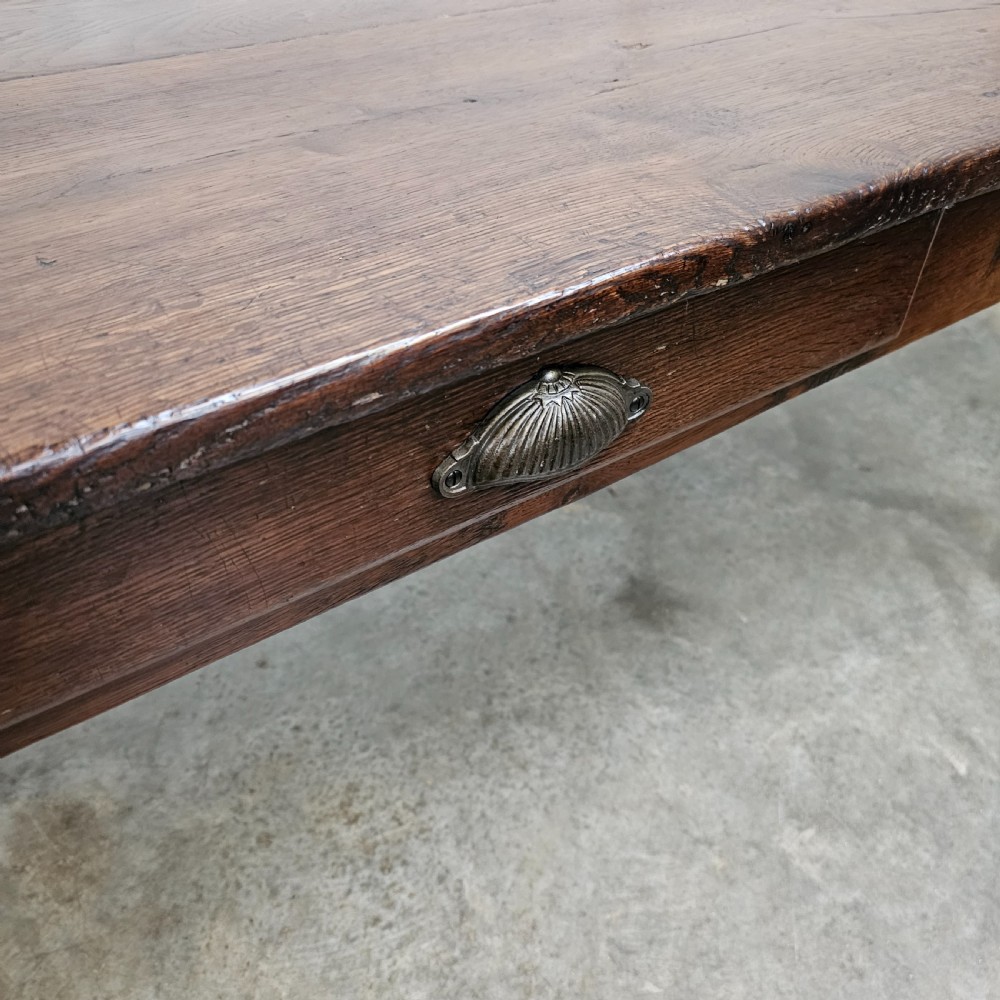 French Oak Turned Leg Dining Table With Drawer View III