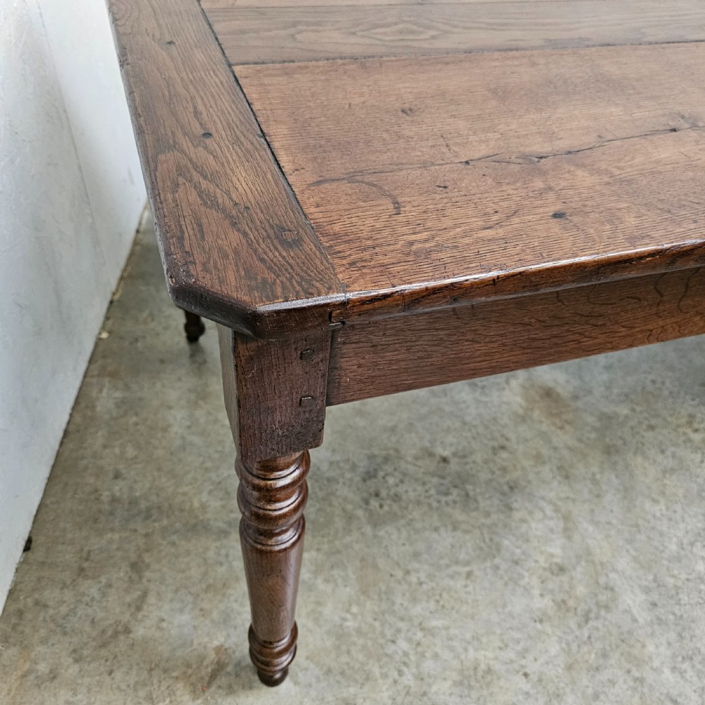 French Oak Turned Leg Dining Table With Drawer View II