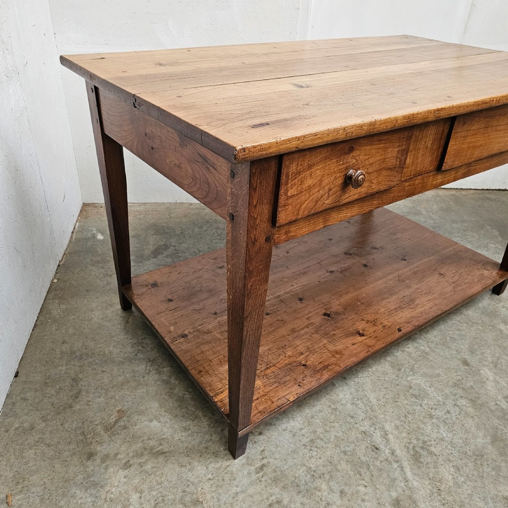 French Cherry & Pine Two-Tier Epicerie Table View IV