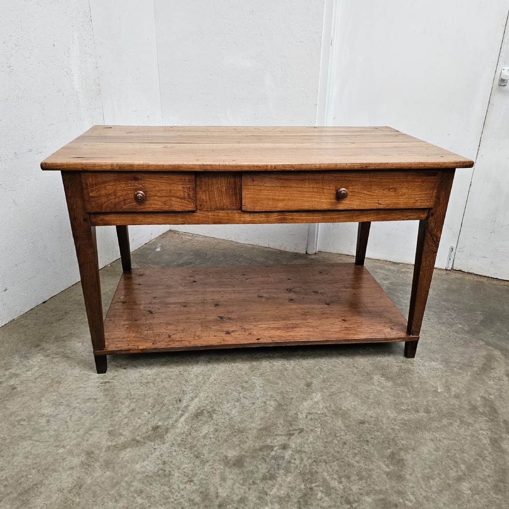 French Cherry & Pine Two-Tier Epicerie Table