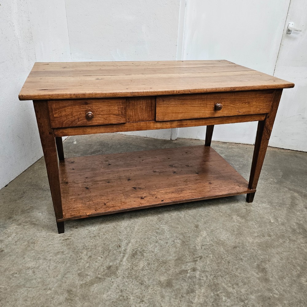 French Cherry & Pine Two-Tier Epicerie Table View V