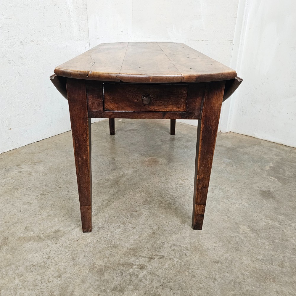 Exceptional 19th Century French Faded Walnut Dropleaf Table View IX