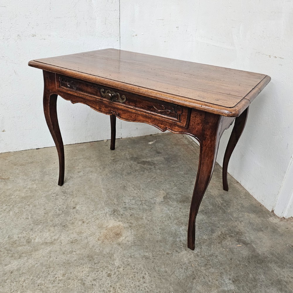 French Walnut Cabriole Leg Side Table With Drawer View VI