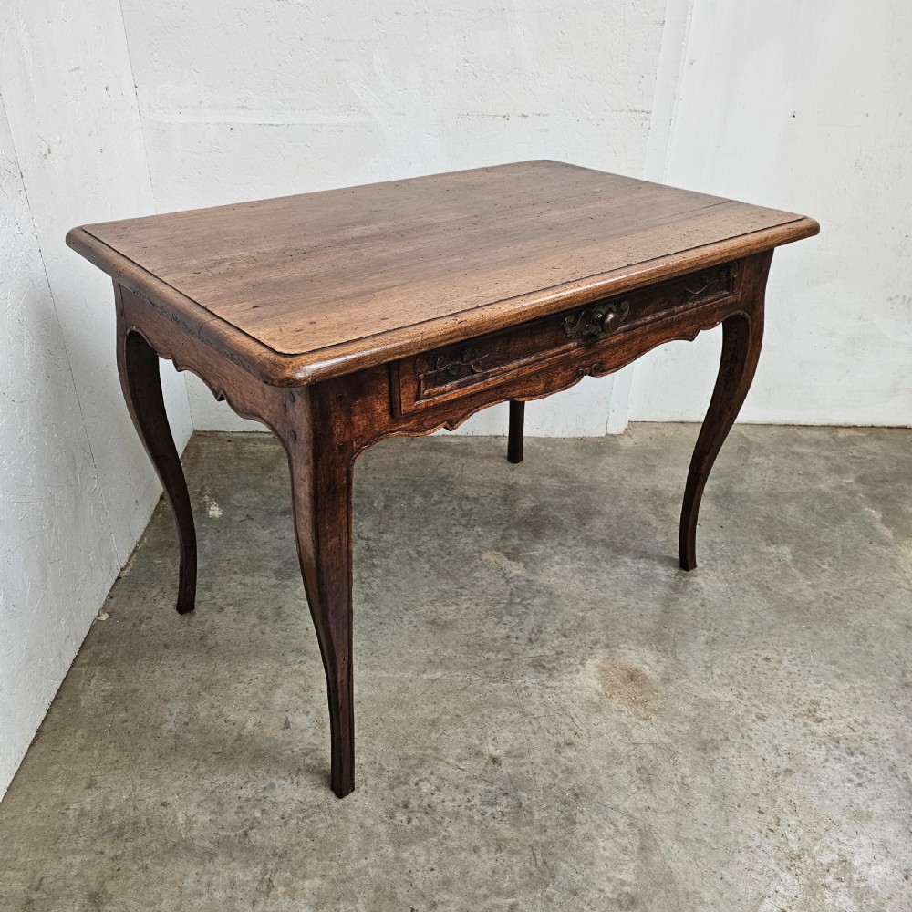 French Walnut Cabriole Leg Side Table With Drawer View II
