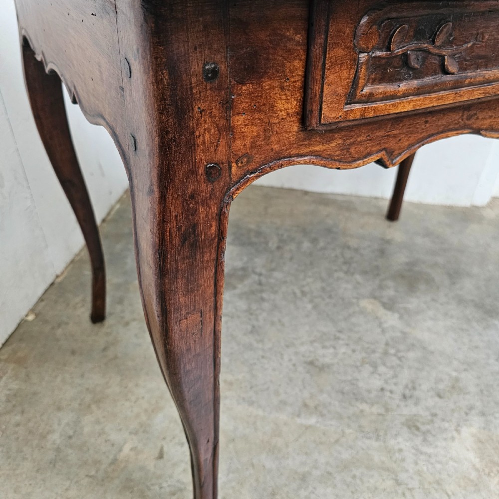 French Walnut Cabriole Leg Side Table With Drawer View IV